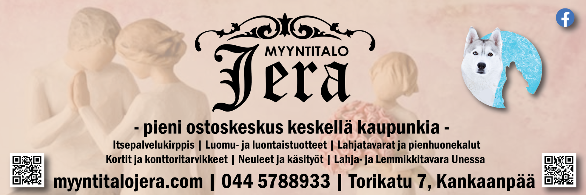 Kankaanpään keskustassa, torin lähellä sijaitseva monipuolinen myymälä.
