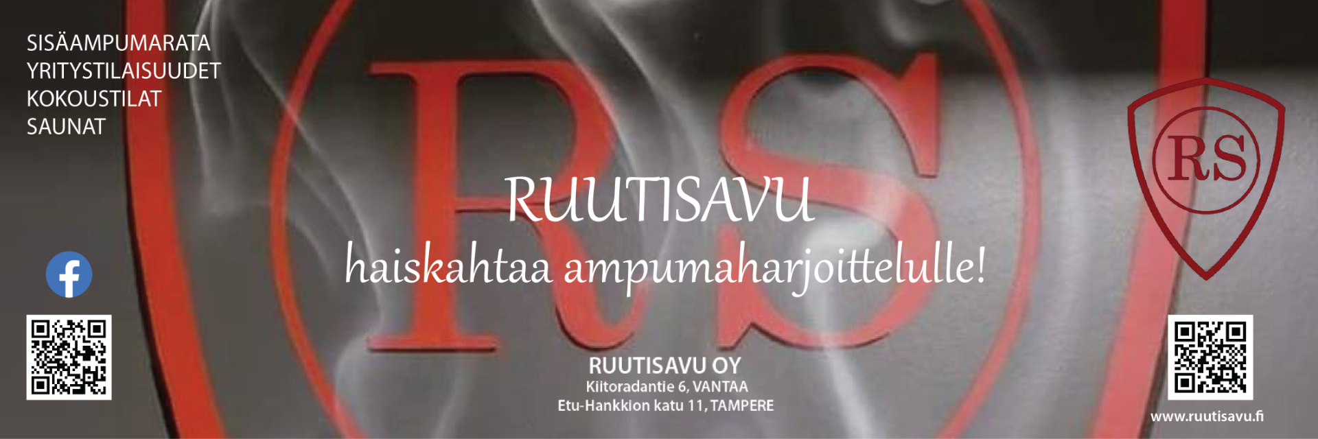 Ammuntaa 25m:n sisäradalla - myös vasta-alkajille. Järjestä tykypäivät, palaverit tai yksityistilaisuudet Ruutisavun kokoustilassa ja/tai saunatiloissa.