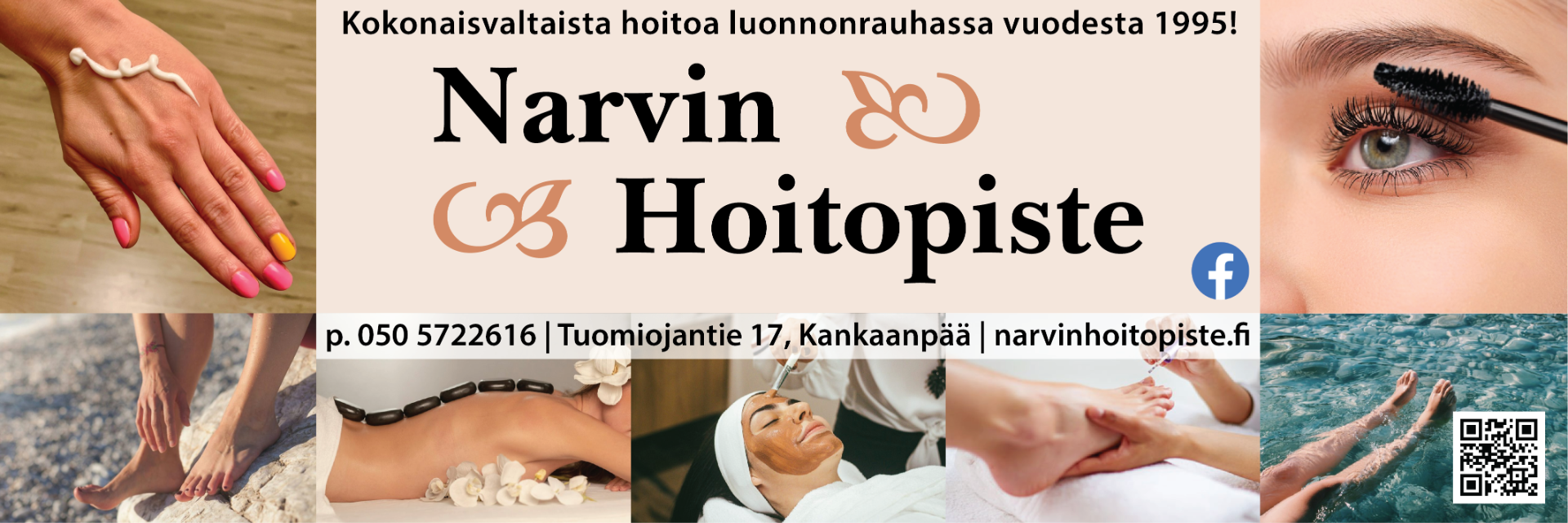 Narvin hoitopiste on kaikenikäisten ja -kokoisten naisten ja miesten kauneushoitola Kankaanpäässä. Meiltä saat kaikki kosmetologin peruspalvelut kuten kasvo-, käsi- ja jalkahoidot sekä myös hierontaa.