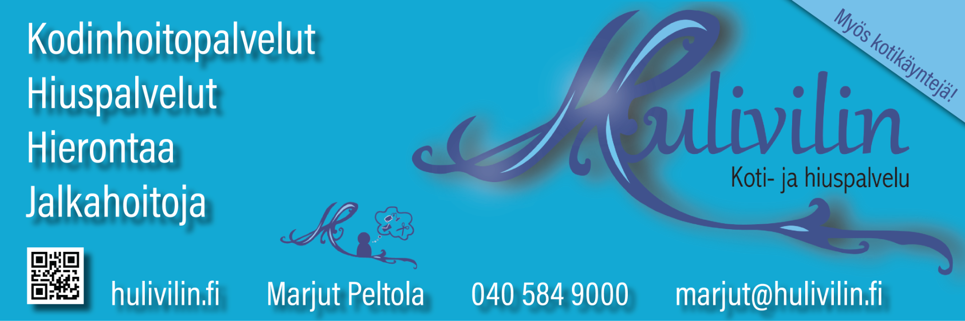 Hulivilin Koti- ja hiuspalvelu - Kotisiivoukset. • perussiivous. • kausisiivous (esim. kevät / joulu). • suursiivous (esim. juhlat). Muut palvelut. • muuttosiivous. • toimistosiivoukset.