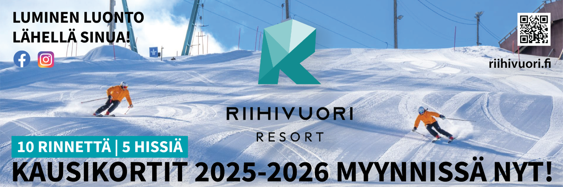 Laske enemmän! 10 rinnettä, 5 hissiä ja 120 metriä korkeuseroa. Ruuhkattomat rinteet ja hissit vain 3 tuntia Helsingistä ja 2 tuntia Tampereelta.