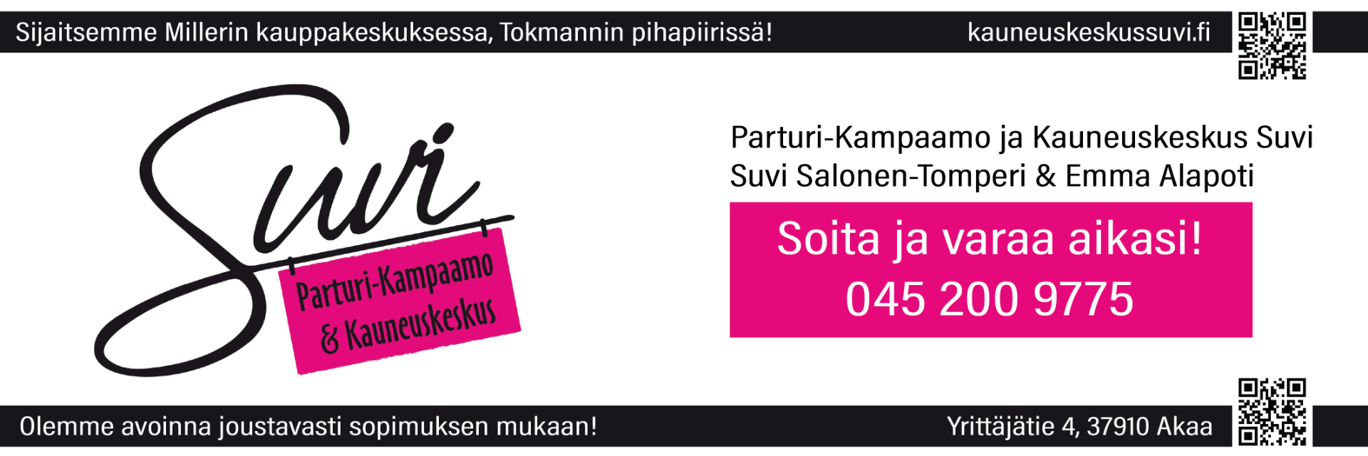 Parturi-Kampaamo & Kauneuskeskus Suvi - Liikkeemme on koko perheen parturi-kampaamo, joka palvelee asiakkaita vauvasta vaariin. Ajan varaat helposti netin kautta tai puhelimitse.