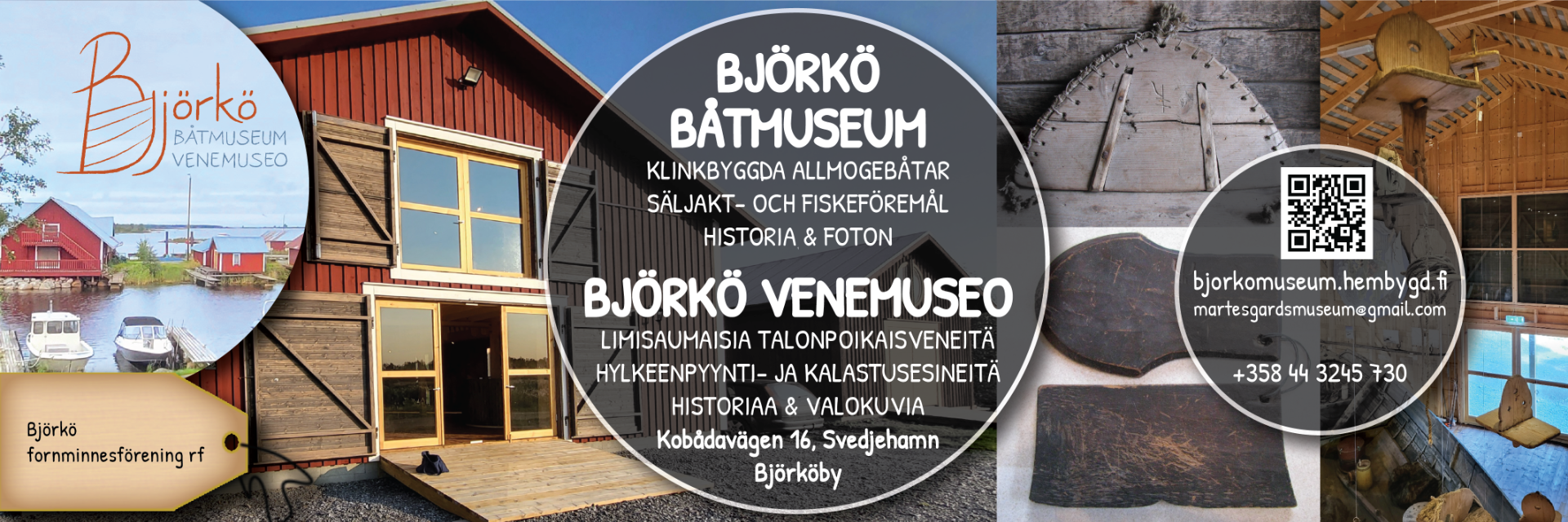 Svedjehamniin hiljattain rakennettu venemuseo tarjoaa tietoa limisaumaveneistä, hylkeenpyynnistä ja erilaisista kalastusmenetelmistä sekä koskettavia tarinoita saariston elämästä. På Båtmuseet i Svedjehamn visar vi upp klinkbyggda allmogebåtar, säljakt, olika typer av fiske och gripande berättelser från livet i skärgården.