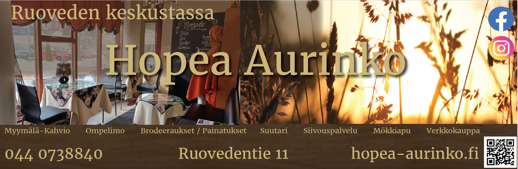 HopeaAurinko sijaitsee Ruoveden keskustassa, kuvan kauniissa ympäristössä Näsijärven välittömässä läheisyydessä. Eri alojen osaajia ja monipuoliset palvelut.