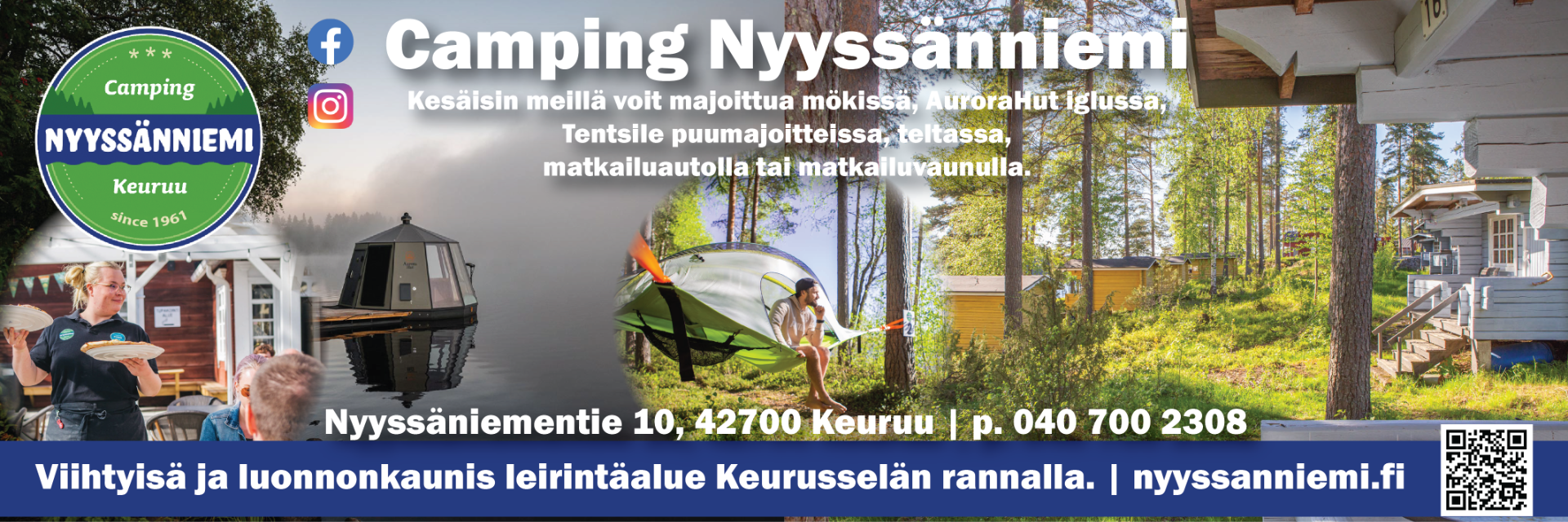 Leirintäalueellamme on 22 leirintämökkiä ja 45 sähköliitäntäpaikkaa kaksi- ja nelipyöräisille kodeille. Tule Keuruulle rentoutumaan ja nauttimaan kesästä!