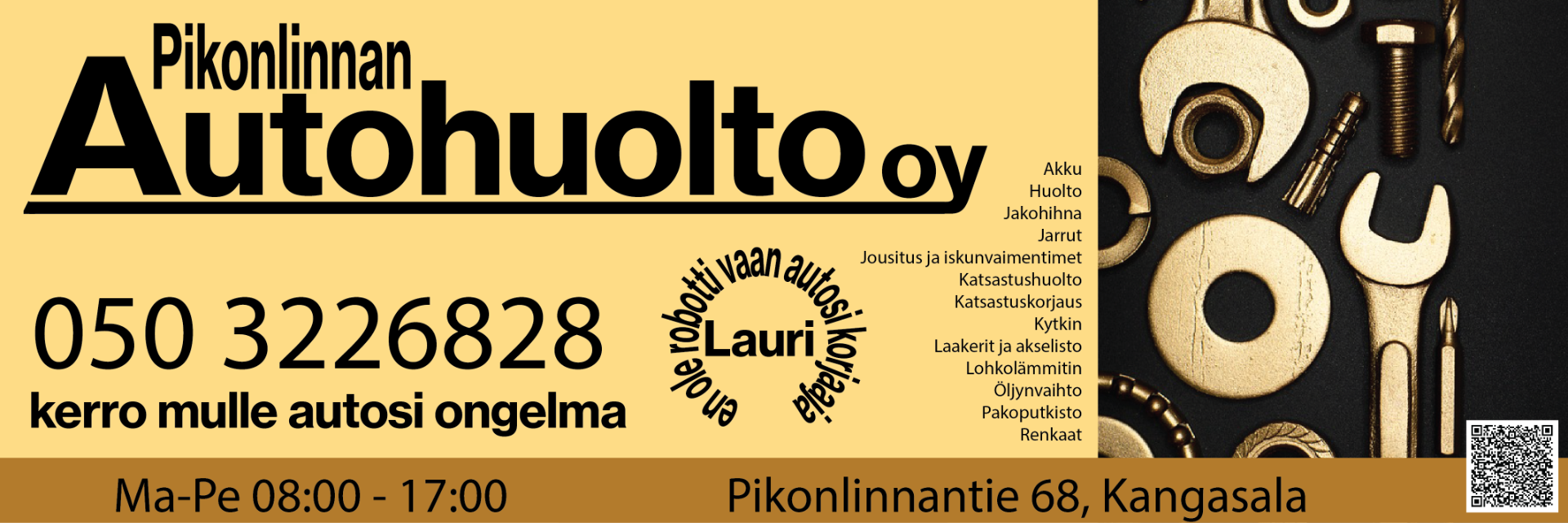 Huollot ja korjaukset edullisesti kaikkiin merkkeihin joustavalla palvelulla.