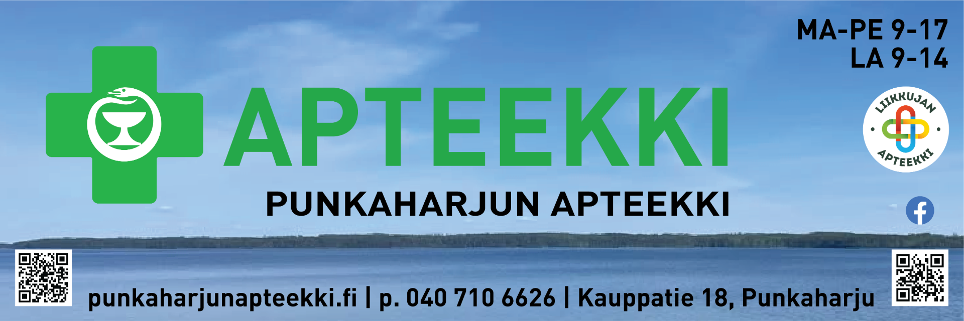Punkaharjun apteekki sijaitsee Punkaharjun keskustassa osoitteessa Kauppatie 18. Apteekissa on helppo asioida. Meillä Sinua palvelevat lääkealan ammattilaiset.