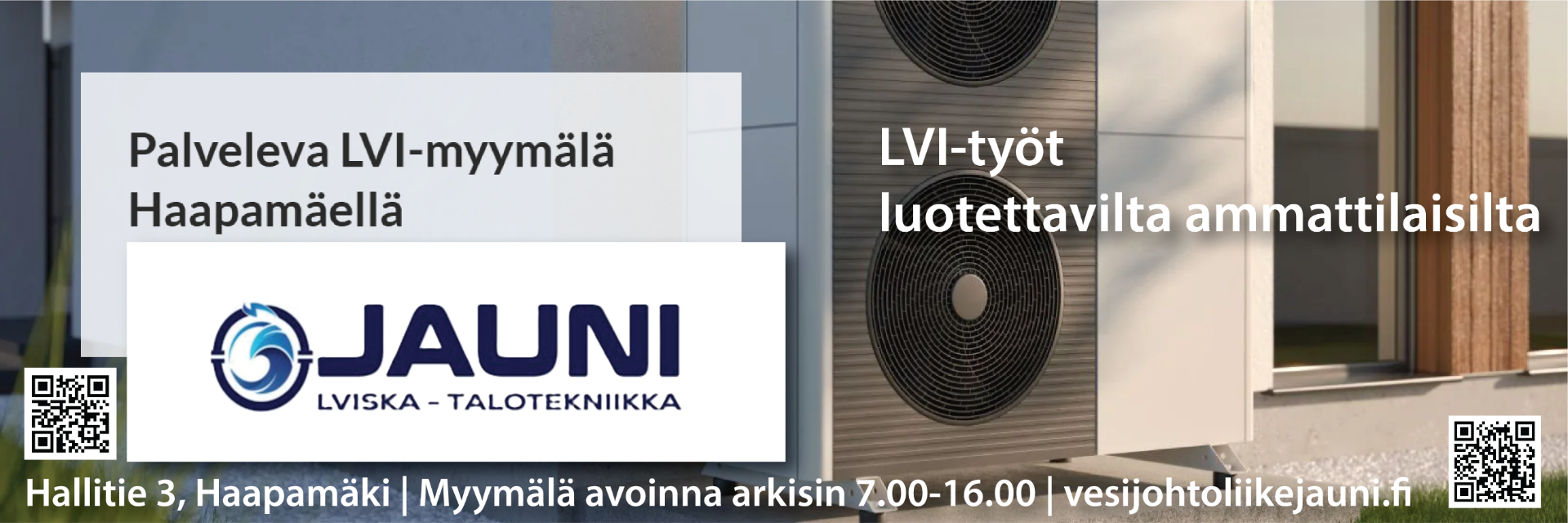Vesijohtoliike Jauni Oy tarjoaa käyttöösi pitkää ja kattavaa LVI-alan osaamista. Teemme kaikki tarvitsemasi LVI-työt Keuruulla ja lähikunnissa.