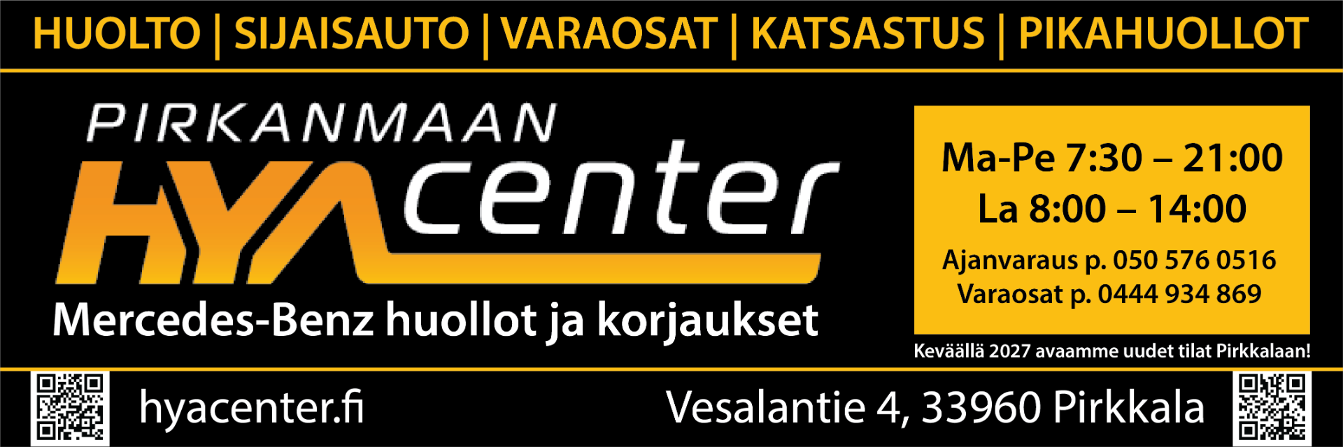 Pirkanmaan HYAcenter Oy on täyden palvelun autohuoltoliike. Huollamme ja korjaamme henkilö-, paketti- ja kuorma-autot. Olemme erikoistuneet Mercedes-Benz -kalustoon.