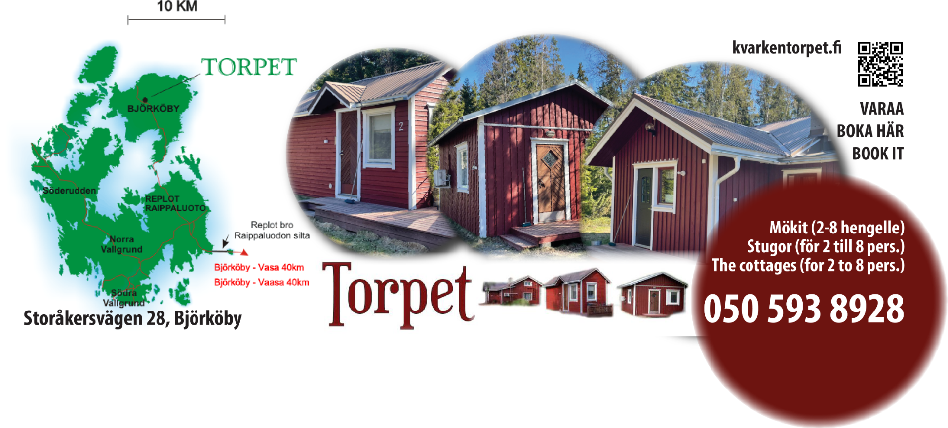 Torpetin viehättävät mökit ovat Björköbyssä keskellä UNESCON maailmanperintöaluetta. Torpets charmiga stugor finns i Björköby, mitt i UNESCO:s världsnaturarv. Torpet's charming cottages are located in Björköby, in the middle of a UNESCO World Heritage Site.