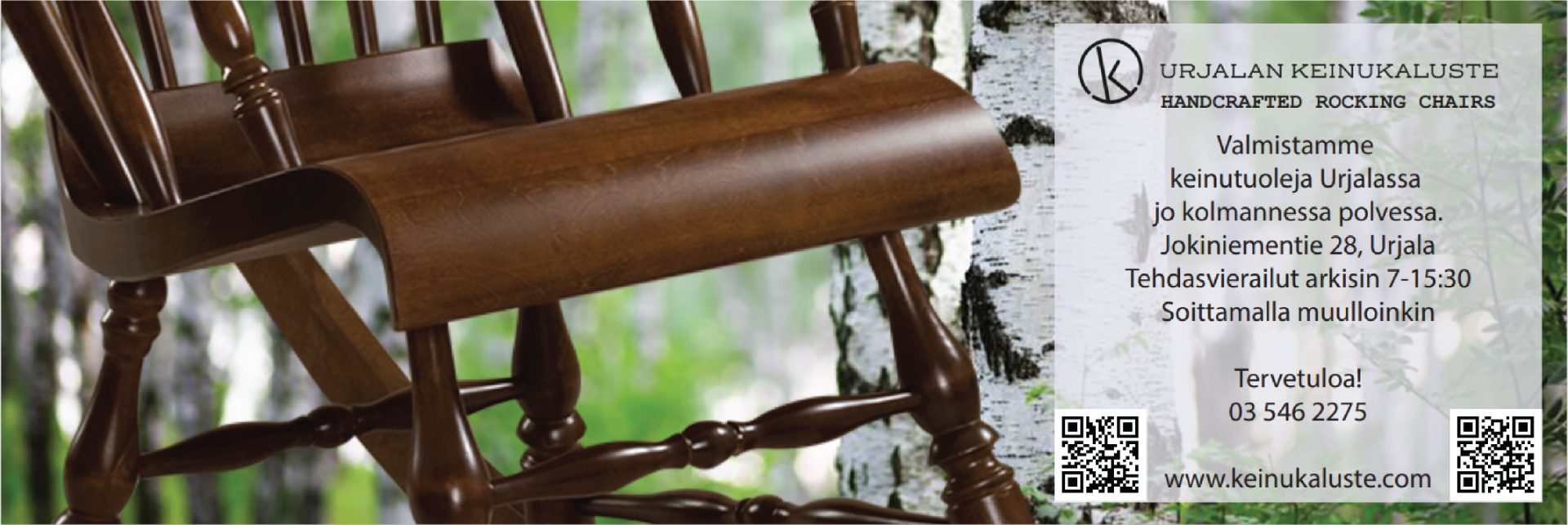 Urjalan Keinukaluste on laadullisesti Suomen johtava puuntyöstöalan yritys. Valmistamme tuotteet kokonaan käsityönä ja 100% kotimaisista raaka-aineista.