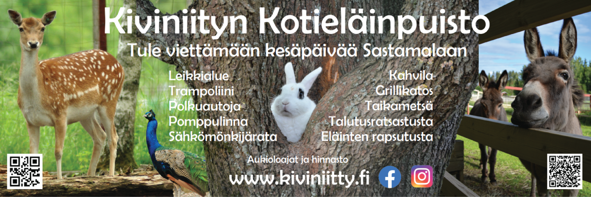 Eläimet ja huvitukset odottavat sinua ja perhettäsi Kiviniityn Kotieläinpuistossa Sastamalassa
