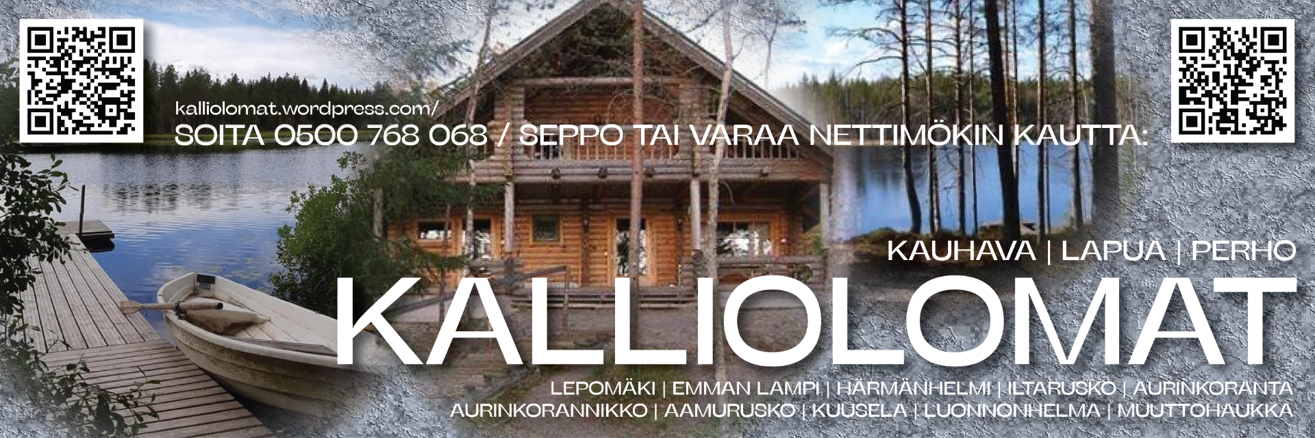 Kalliolomat tarjoavat majoituspalveluja luksusta arkeen hakeville, arjen kiireitä pakeneville ja kaikille mökkeilystä kiinnostuneille.