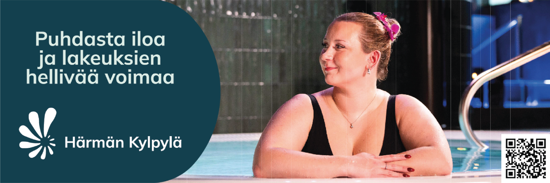 Härmän Kylpylän allasosasto palvelee kaikkia, niin hotellin asukkaita kuin päiväkävijöitäkin! Tervetuloa tutustumaan!