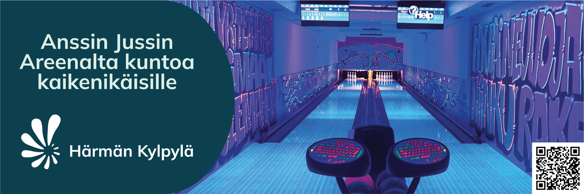 Härmän Kylpylän oma liikunta- ja vapaa-aikakeskus Anssin Jussin Areena sijaitsee samalla tontilla päätalon kanssa, etäisyys on vain 100 metriä!