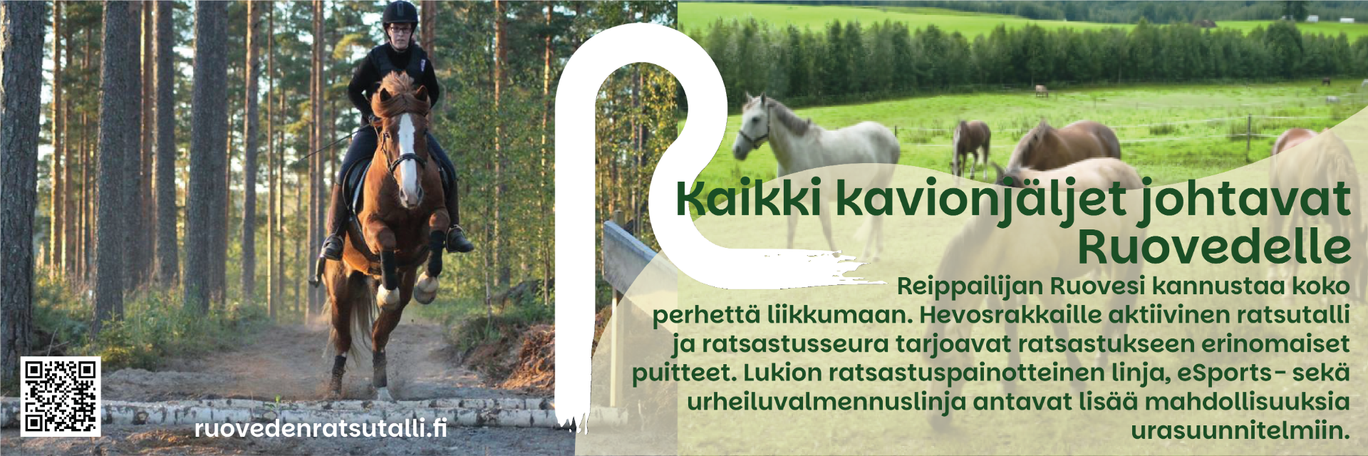 Matkailijalle Ruovesi on ennen kaikkea upeaa luontoa: sen vehmaat rannat, kirkkaat vedet ja vehreät metsät ovat täynnä rauhaa ja kauneutta. Ruovedellä on hyvät mahdollisuudet myös toimia ja harrastaa, niin kesällä kuin talviaikaan: sen hanget kutsuvat hiihtämään, metsäpolut patikoimaan, järvet melomaan ja kalastamaan.