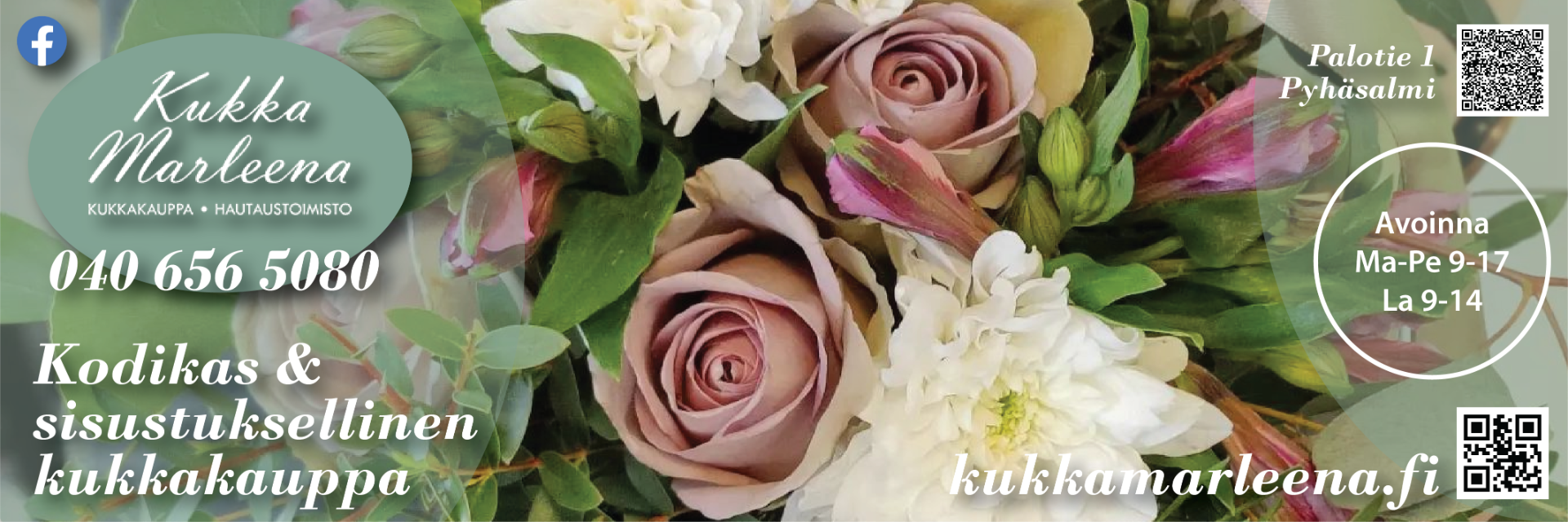 Hautaus- ja Kukkapalvelu Marleena on Pyhäjärven keskustassa palveleva hautaustoimisto ja kukkaliike. Tervetuloa käymään liikkeessämme!