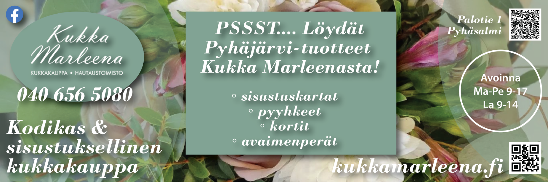 Kukkien lisäksi kauniit lahjaideat.