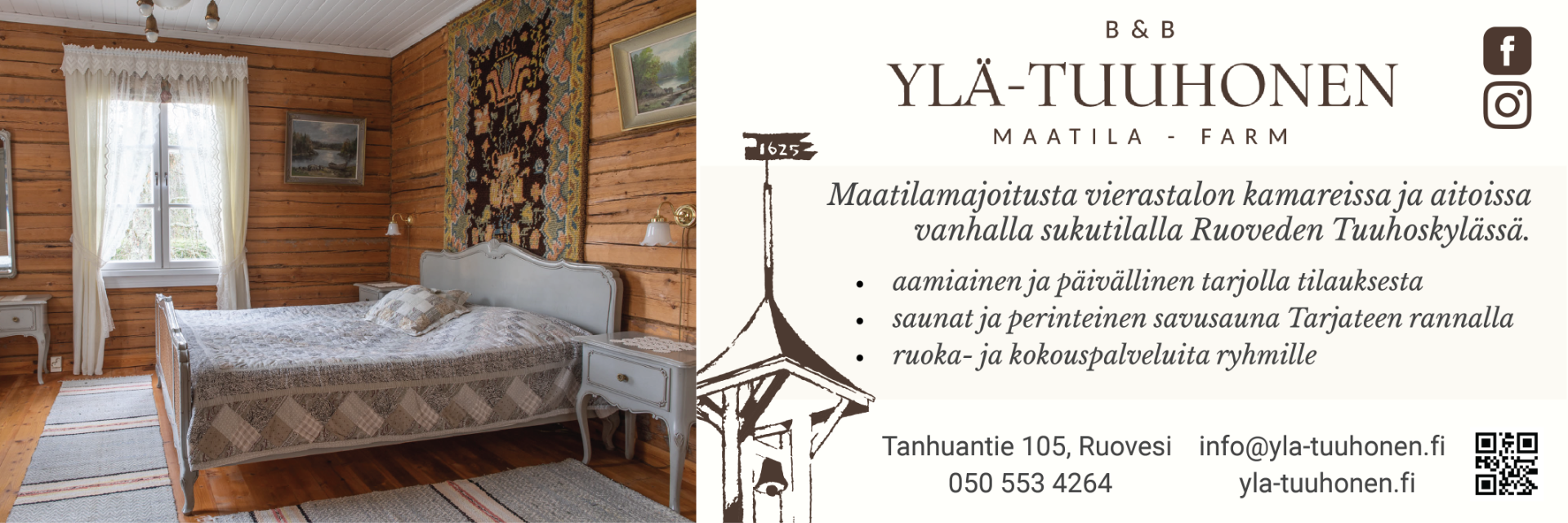 Ylä-Tuuhonen Maatila - Yövy Ruovedellä talonpoikaisessa ja rakkaudella kunnostetussa aitassa tai vierastalon kamarissa.