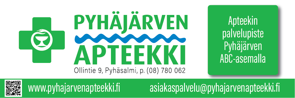 Pyhäjärven apteekki - Tervetuloa asioimaan Pyhäjärven apteekkiin! Ammattitaitoinen ja ystävällinen henkilökuntamme antaa tietoa lääkkeiden oikeasta ja turvallisesta käytöstä sekä neuvoo Sinua terveyteesi ja hyvinvointiisi liittyvissä kysymyksissä.  Hyvinvointisi on meille tärkeä asia!