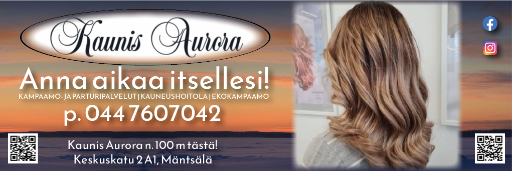 Kaunis Aurora - Viihtyisä ja rauhallinen kauneushoitola ja parturi-kampaamo Mäntsälässä. Palvelemme sinua täydellä sydämellä, jotta pääset rentoutumaan kiireisen arjen keskellä. Tervetuloa rentoutumaan.