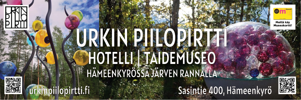 Urkin Piilopirtti - Art Zoo Tampere - on uniikki taidehotelli ja -museo, joka tarjoaa yli 250 tilaustyönä valmistettua teosta, yhdistäen luonnon, taiteen, musiikin ja tekniikan.