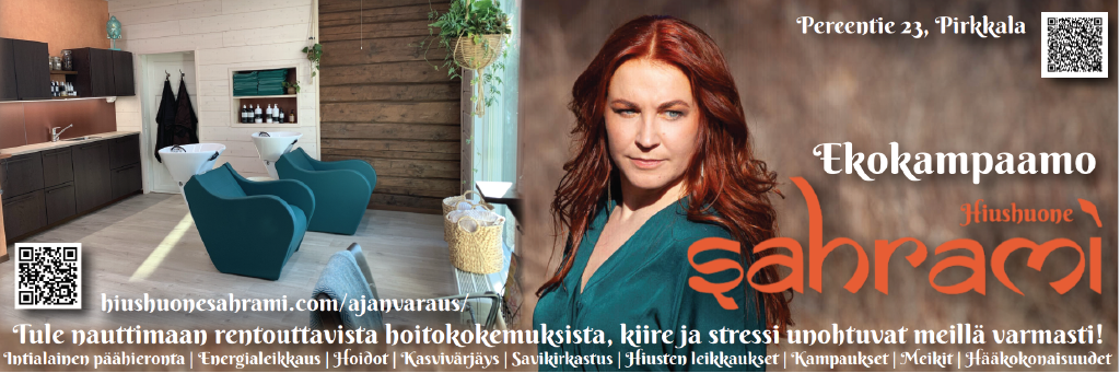 Hiushuone Sahrami - Palveluihimme kuuluvat intialainen päähieronta, savi-, merilevä,- sekä yrttihoidot, kasvivärit, savikirkastukset ja energialeikkaukset. Hiustesi haasteista huolimatta, meillä on taitoa löytää juuri sinulle sopiva leikkaustyyli. Leikkaamme vuosien kokemuksella hiuksia vauvasta vaariin. Kampaukset ovat yksi intohimoistamme. Toteutamme kampaukset arkiföönauksista näyttäviin juhlakokonaisuuksiin.