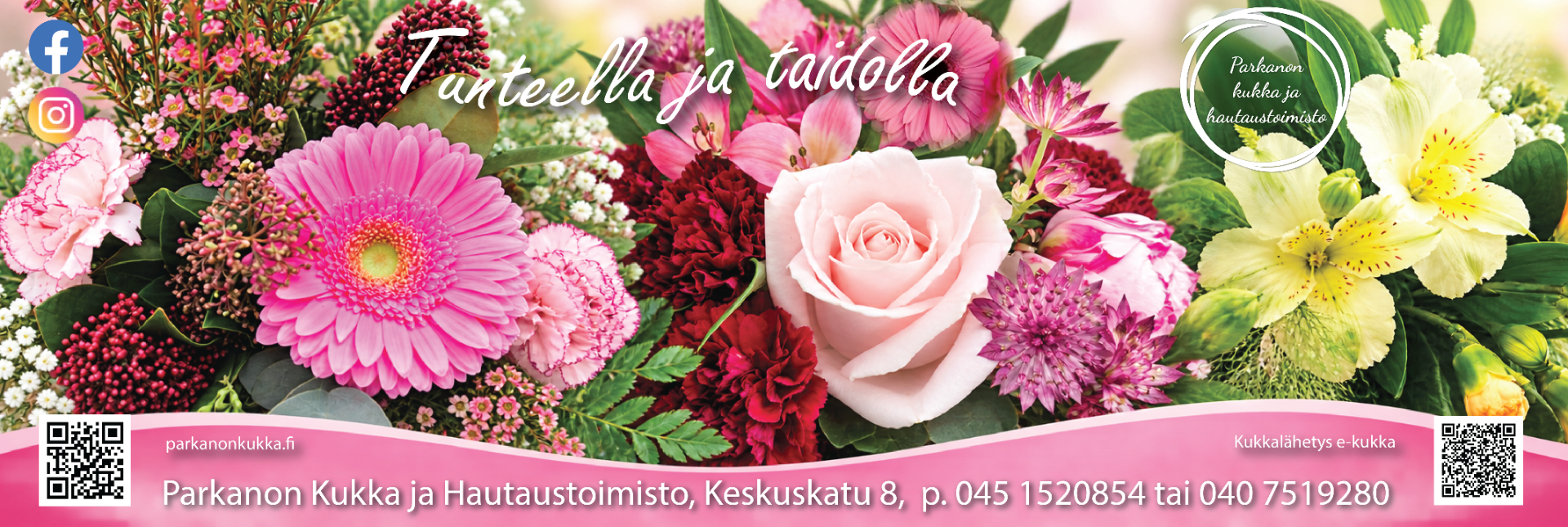 Kaunis kukkakauppa Parkanon keskustassa. Tilaa ihanat kukkakimput helposti verkkokaupasta. Myös täydellinen Hautaustoimisto palveluineen.