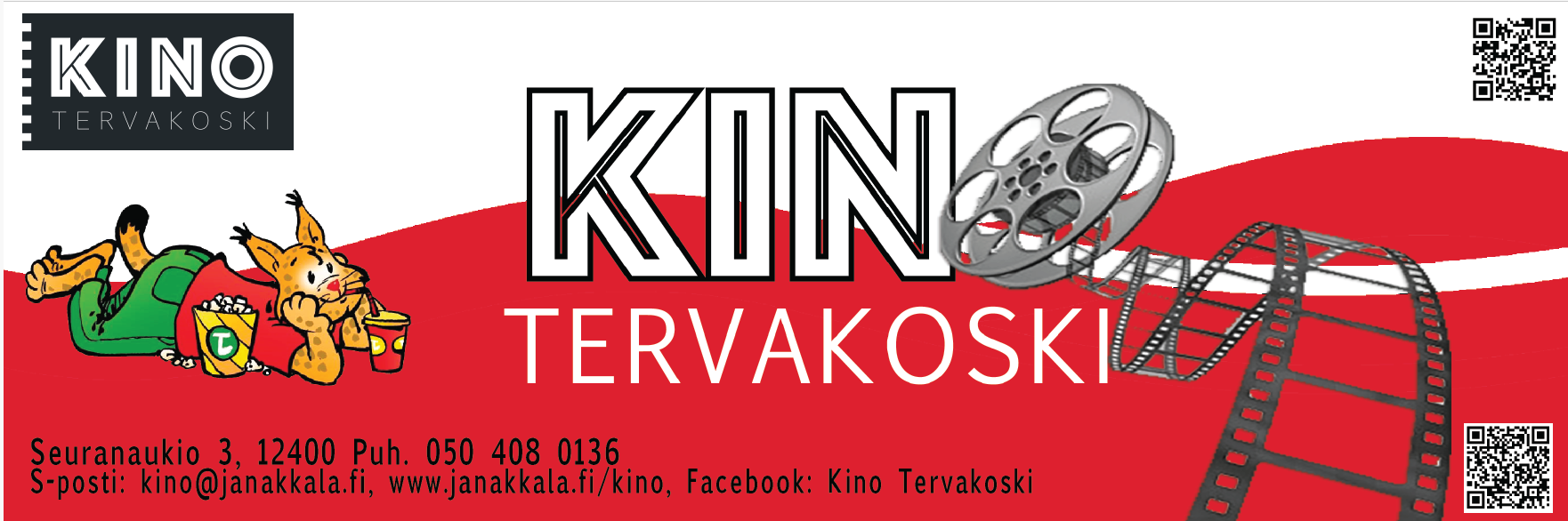 Elokuviin! Janakkalan kunnan omistama, vuonna 1958 valmistunut Kino Tervakoski on yksisalinen, 256- paikkainen elokuvateatteri.